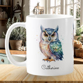 Modern Watercolor Owl Custom Name Koffiemok