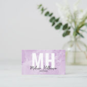 Modern Watercolor Paarse Monogram Visitekaartje (Staand voorkant)