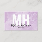 Modern Watercolor Paarse Monogram Visitekaartje (Voorkant)