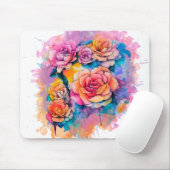 Modern Watercolor Paint Daubs Roses Bouquet Muismat (Met muis)