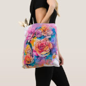Modern Watercolor Paint Daubs Roses Bouquet Tote Bag (Dichtbij)
