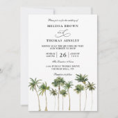 Modern Watercolor Palm Budget QR Code Wedding  Kaart (Voorkant)