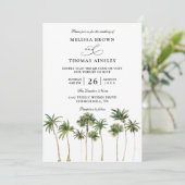Modern Watercolor Palm Budget QR Code Wedding  Kaart (Staand voorkant)