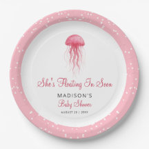 Modern Watercolor Pink Jellyfish Girl Baby Shower