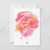 Modern, watercolor pink orange bedankkaart (Voorkant)