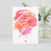 Modern, watercolor pink orange bedankkaart (Staand voorkant)