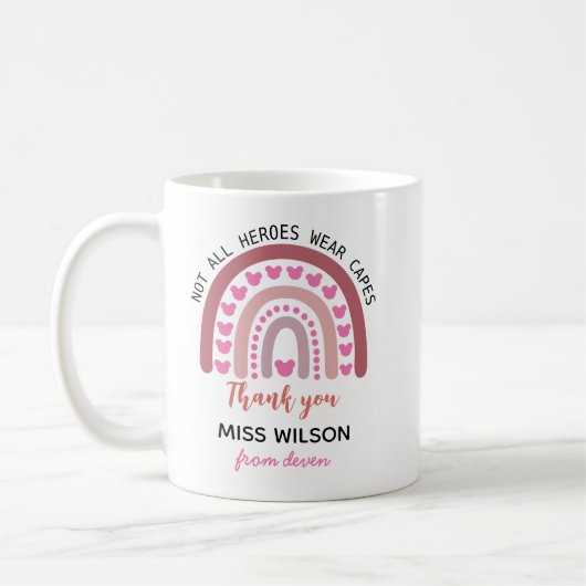 Modern watercolor rainbow teacher thank you koffiemok (Links)