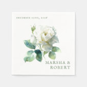Modern Watercolor Rose Elegant Botanical Wedding Servet (Voorkant)