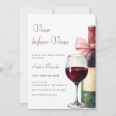 Modern Watercolor Vino Before Vows Bridal Shower Kaart (Voorkant)