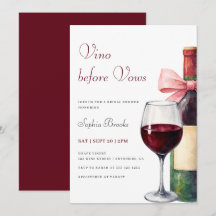 Modern Watercolor Vino Before Vows Bridal Shower