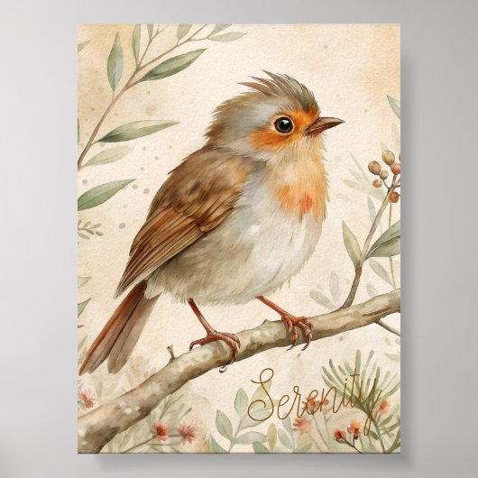 Modern Watercolor Vogelkunst Poster (Voorkant)