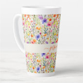 Modern watercolor wildflowers pattern script name latte mok (Linkerhoek)