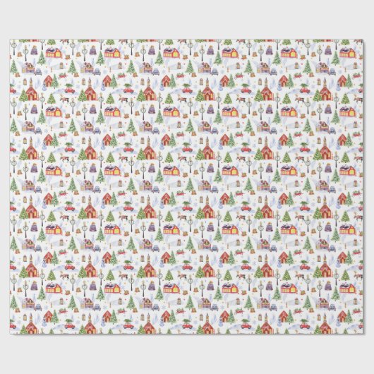 Modern Watercolor Winter Christmas Objects Pattern Cadeaupapier (Vlak)