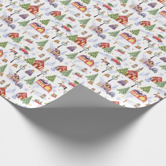 Modern Watercolor Winter Christmas Objects Pattern Cadeaupapier (Hoek)