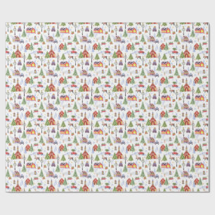 Modern Watercolor Winter Kerst Objecten Patroon Cadeaupapier