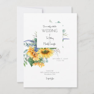 Modern Watercolor Zonnebloem Boeket Bruiloft Kaart