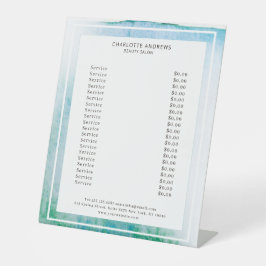 Modern Watercolour Abstrakt Weiß Blau Reclamebord Met Voetstuk