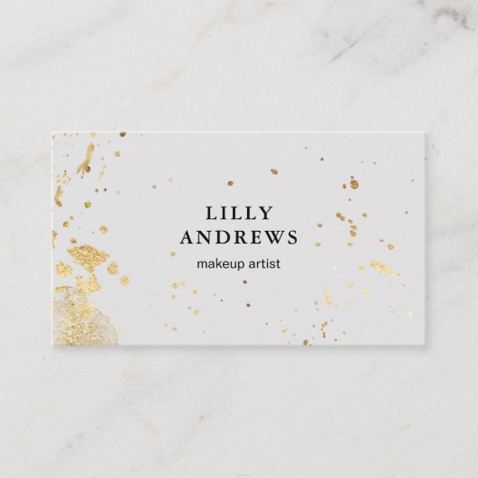 Modern Watercolour Gold ( Imitat) Grau Visitekaartje (Voorkant)