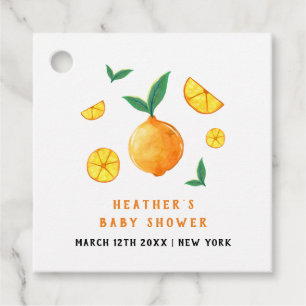 Modern Watercor Citrus Oranje Baby shower Bedankjes Labels