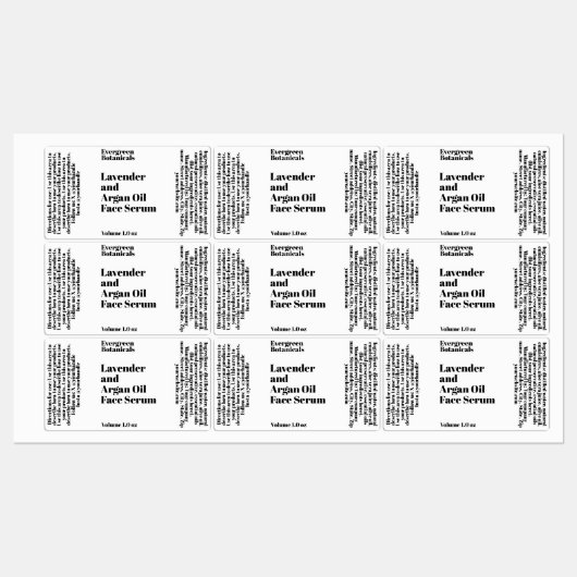 Modern waterdicht wit druppelaar flesje label (Vel)