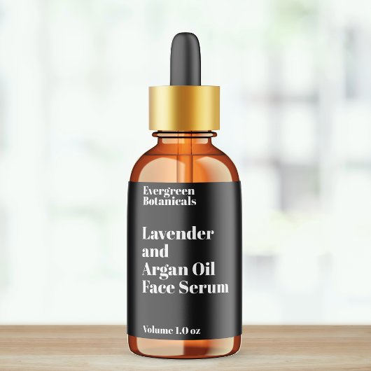 Modern waterdicht zwart druppelflesje label