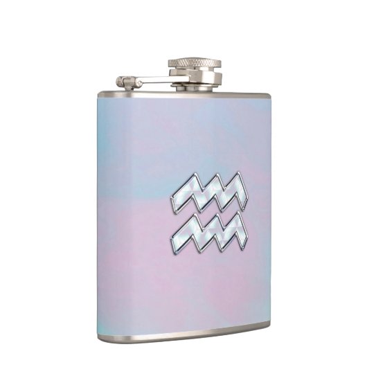 Modern Waterman-teken in Moeder-van-Parels stijl Heupfles (Rechts)