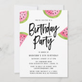 Modern Watermelon Birthday Party Invitation Kaart (Voorkant)