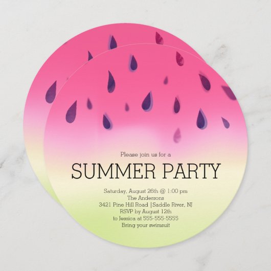 Modern Watermelon Summer BBQ Kaart (Voorkant / Achterkant)