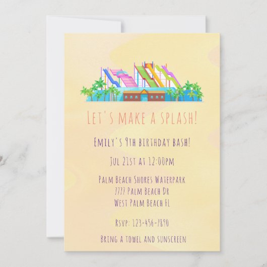 Modern Waterpark Aquapark Waterslides Birthday Kaart (Voorkant)