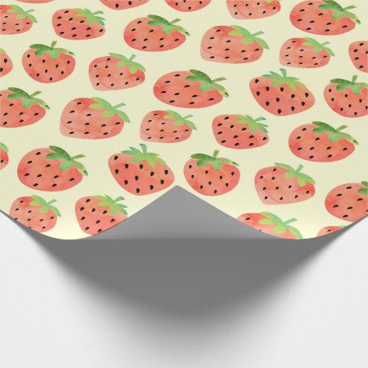 Modern Waterverf aardbeienpatroon Cadeaupapier (Hoek)