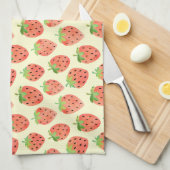 Modern Waterverf aardbeienpatroon Theedoek (Quarter Fold)