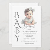 Modern Waterverf Baby shower Kaart (Voorkant / Achterkant)