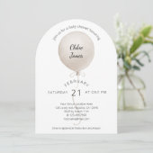 Modern Waterverf Beige Balloon Baby shower Kaart (Staand voorkant)