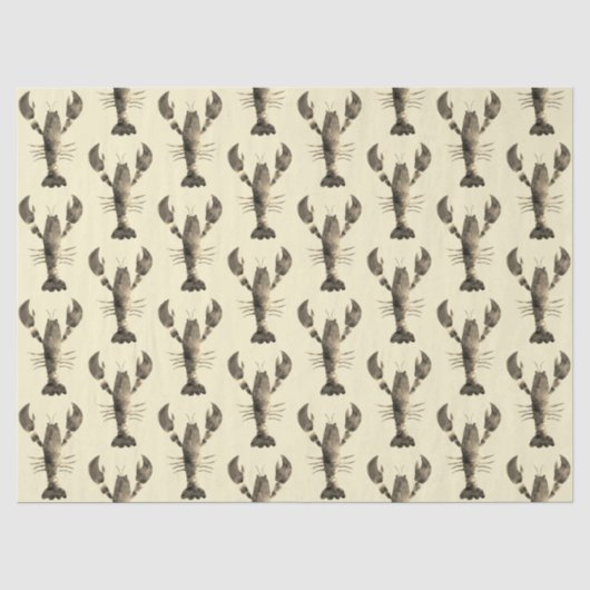 Modern Waterverf Beige Cream Lobster Pattern Tissuepapier (Voorkant)