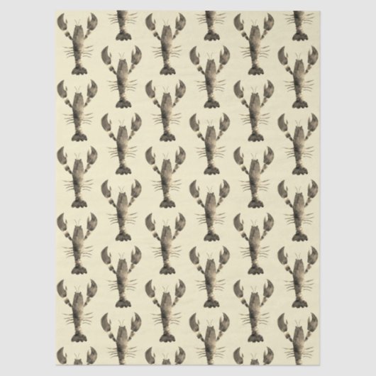 Modern Waterverf Beige Cream Lobster Pattern Tissuepapier (Voorkant)