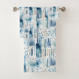 Modern Waterverf blauw Abstract patroon Bad Handdoek