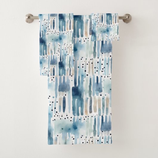 Modern Waterverf blauw Abstract patroon Bad Handdoek (Insitu)