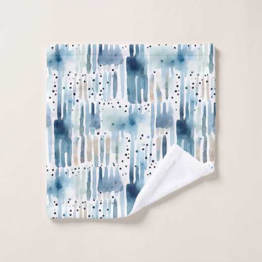 Modern Waterverf blauw Abstract patroon Bad Handdoek (Wasdoekje)
