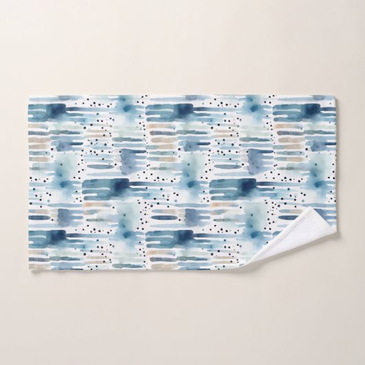 Modern Waterverf blauw Abstract patroon Bad Handdoek (Handdoek)