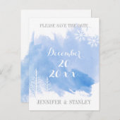 Modern waterverf blauw bruiloft Save the Date Aankondigingskaart (Voorkant / Achterkant)