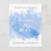 Modern waterverf blauw bruiloft Save the Date Aankondigingskaart (Voorkant)