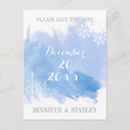 Modern waterverf blauw bruiloft Save the Date Aankondigingskaart