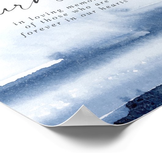 Modern Waterverf Blauw Deze Kaars Brandt Herdenkin Poster (Hoek)