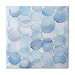 Modern waterverf blauw en witte cirkels patroon tegeltje