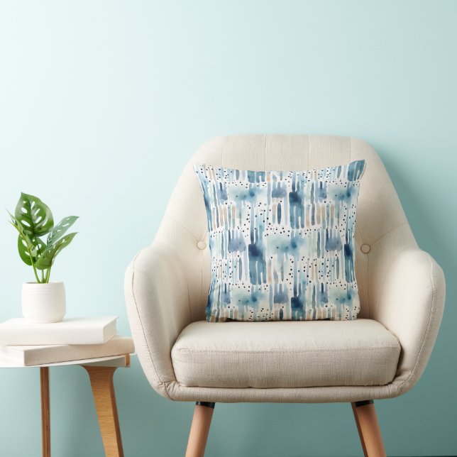 Modern waterverf blauw groen abstract patroon kussen (Stoel)