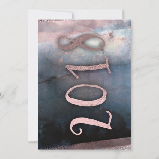 Modern Waterverf Blauw Roos Goud Afstuderen 2018 Kaart (Achterkant)