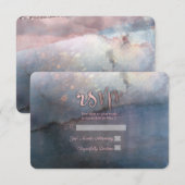 Modern Waterverf Blauw & Roos Goud Roze RSVP Reage (Voorkant / Achterkant)