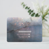 Modern Waterverf Blauw & Roos Goud Roze RSVP Reage (Staand voorkant)