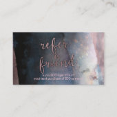 Modern Waterverf Blauw & Roos Goud Verwijs een vri Aanbevelingskaartje (Voorkant)