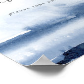 Modern waterverf | Blauw trouwgunst teken Poster (Hoek)